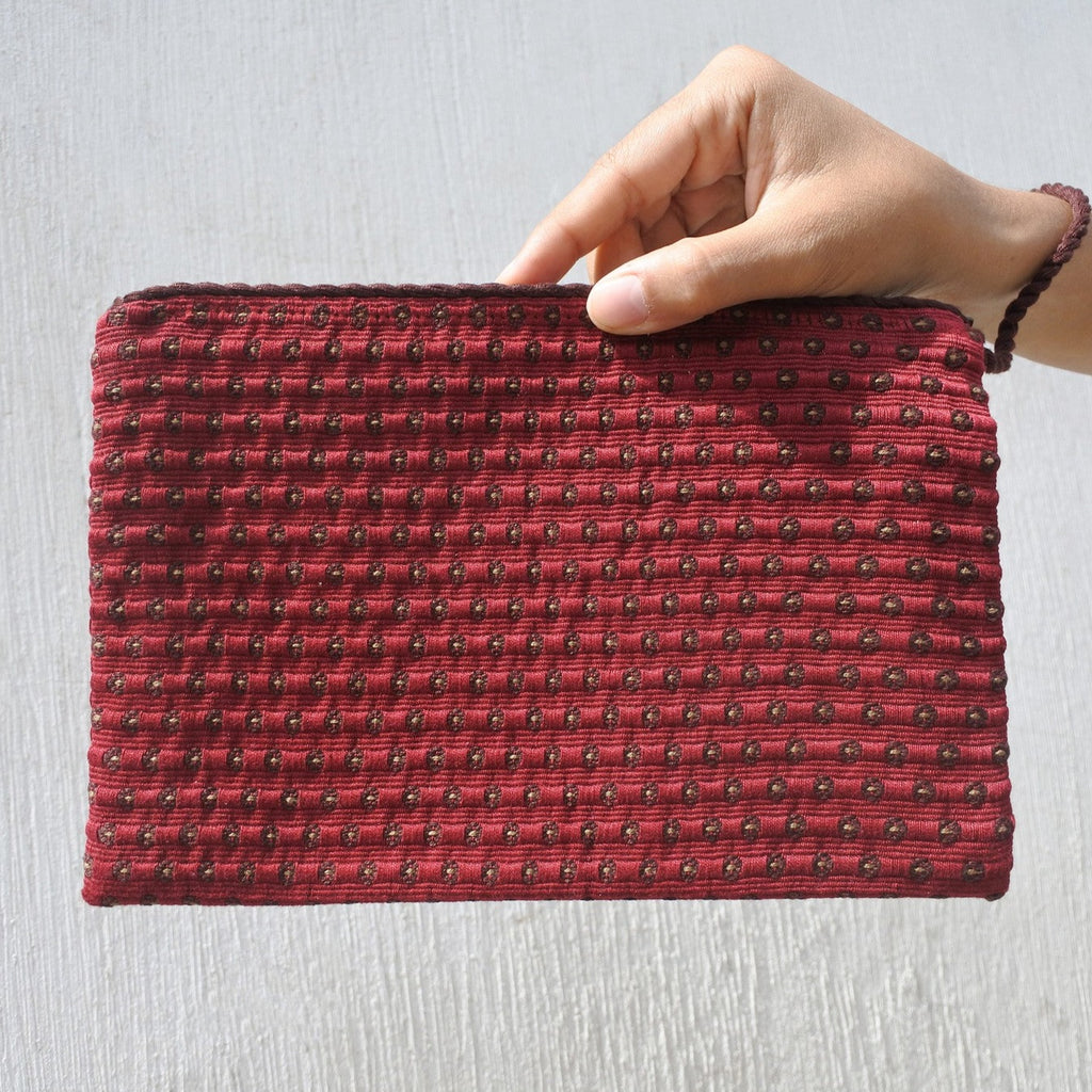 Red Simple Clutch in Coffee Plaid